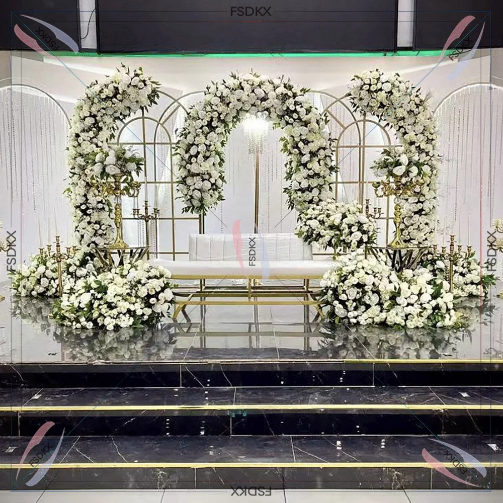 

Stainless Steel Wedding Flower Arch Frame Wedding Backdrop Stage Decorations for Event and Party