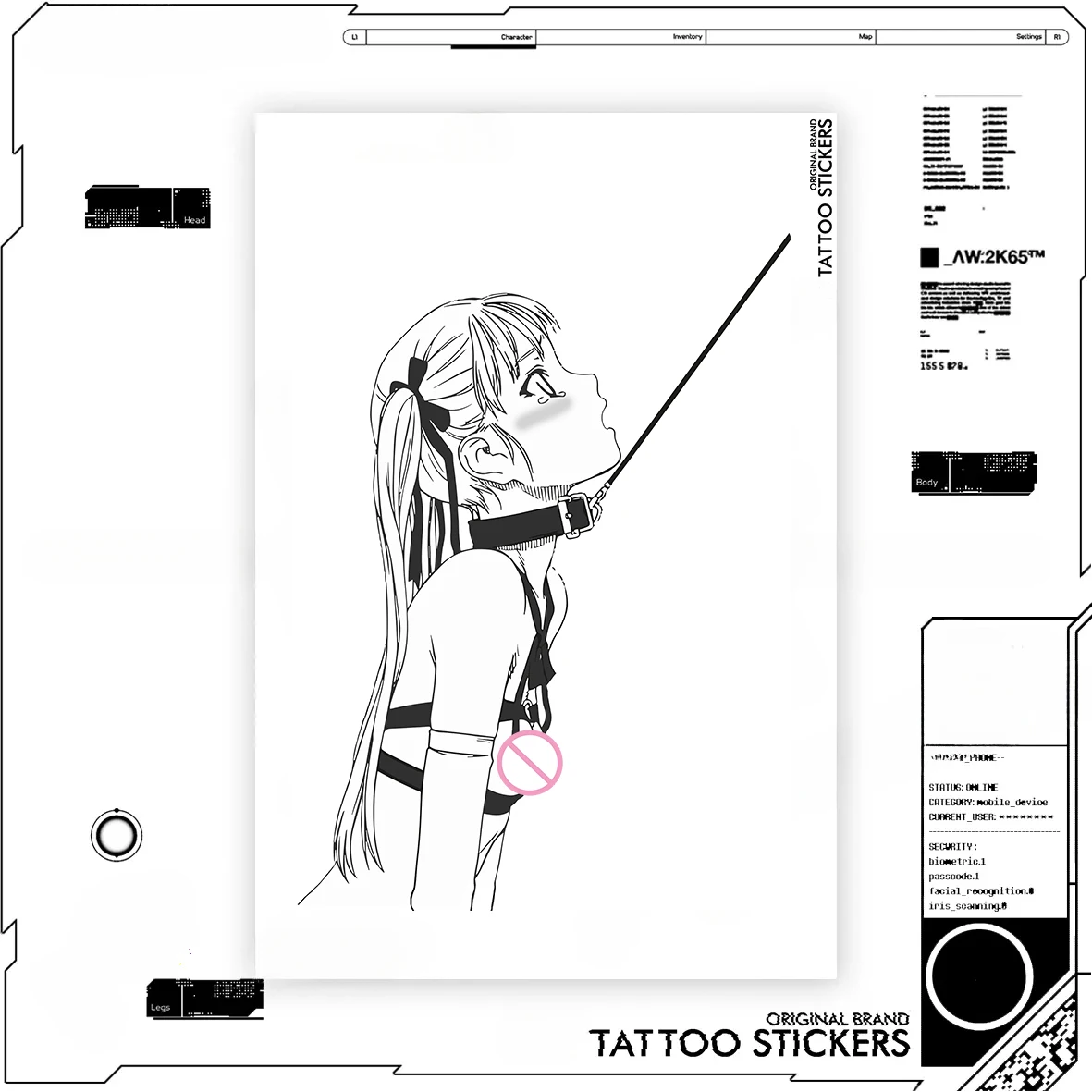 

Temporary Tattoo Sexy Hip Belly Waterproof Black White Anime Cute Goddess Chain Stickers Fake Tattoos for Women Men Art Tatto