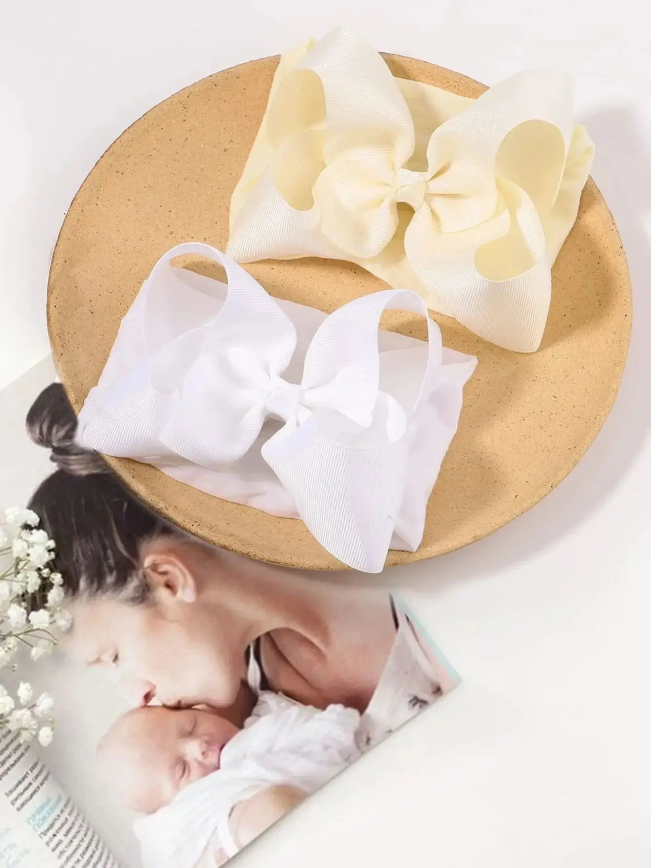 1PC Turban large en nylon pour nouveau-nés filles avec de grands nœuds, bandeau élastique pour enfant, accessoires pour cheveux de bébé, nœuds en ruban, couvre-chefs pour enfants, cadeaux