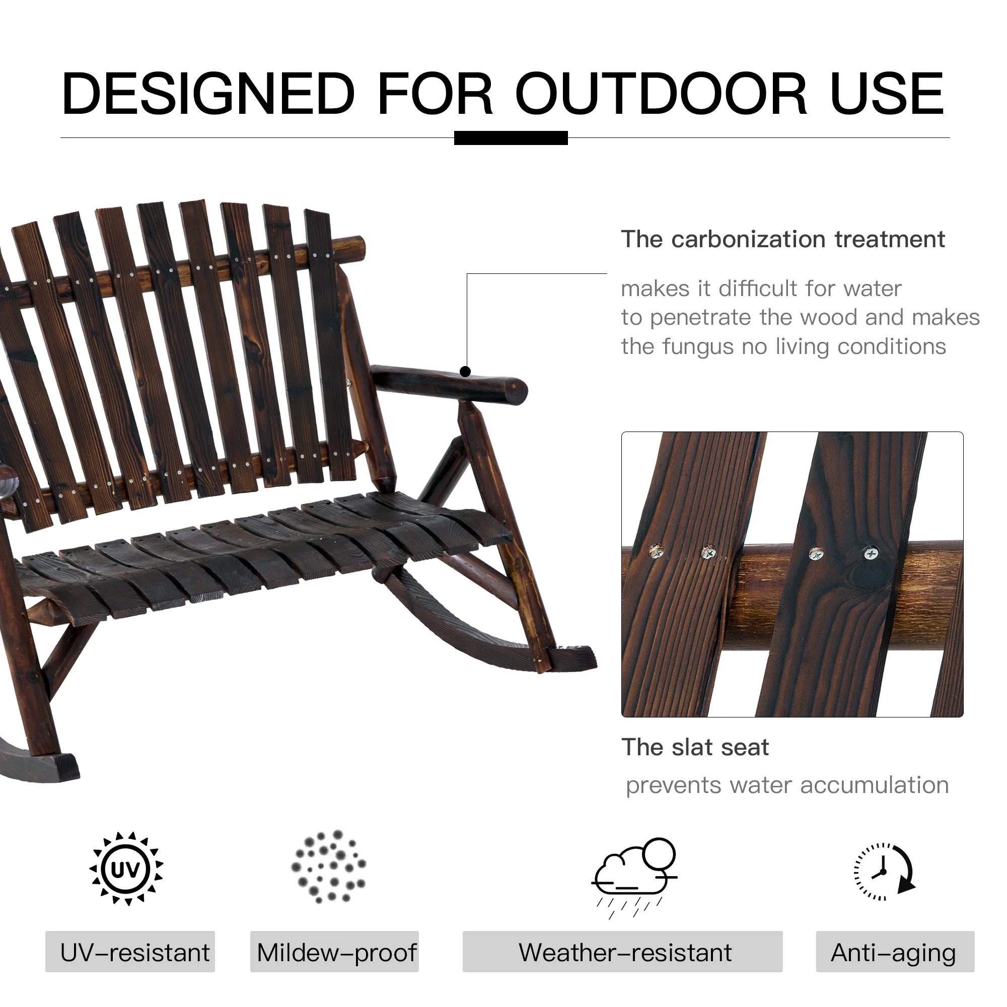 Dubbele houten schommelstoel v - Outdoor Furniture Metal Chairs recensie en prijs