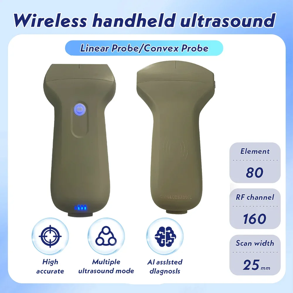 80E Color Wireless Ultrasound Doppler Scanner Convex or Linear Probe Support iOS Android Windows