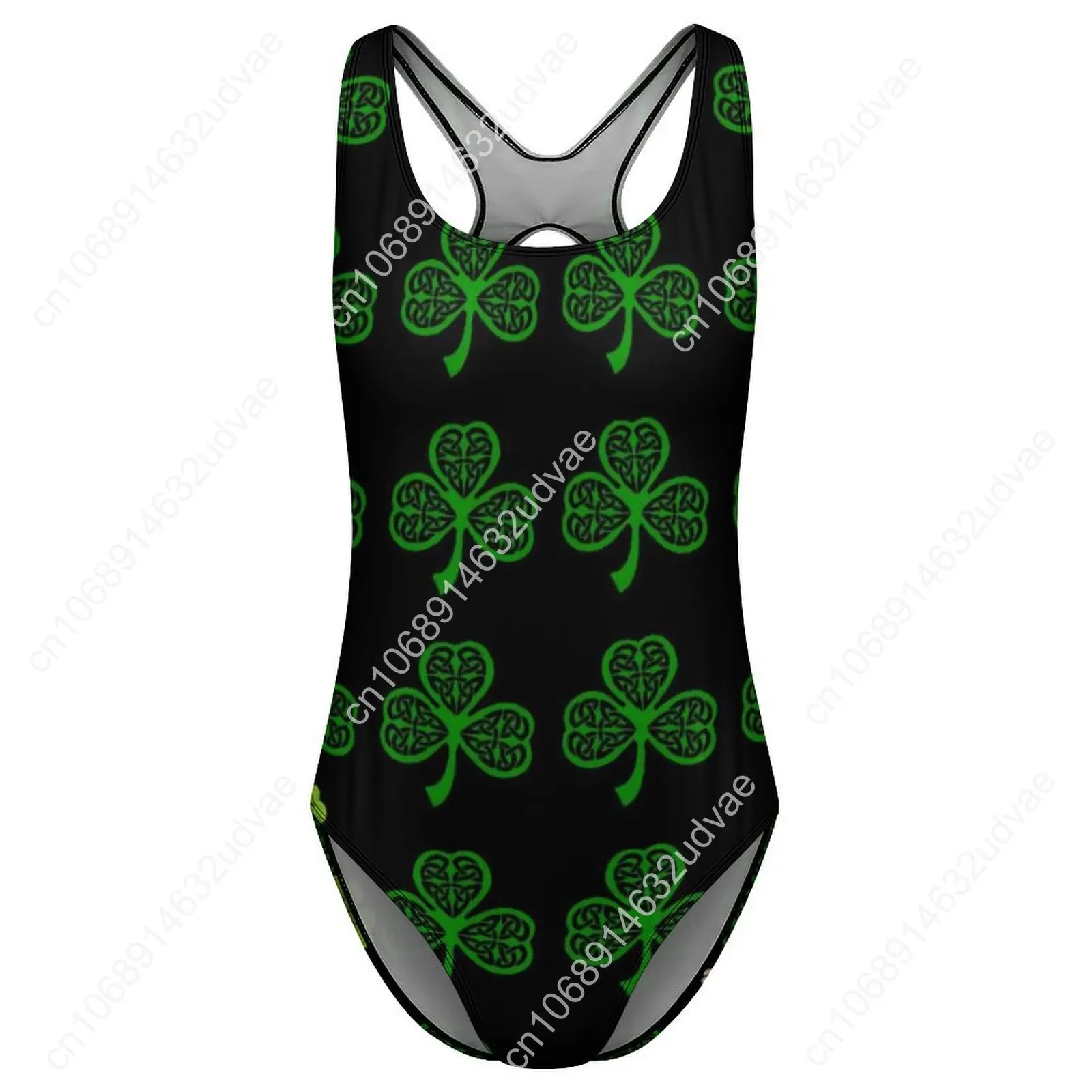 ชุดว่ายน้ําวันเซนต์แพทริค Leprechaun Lucky สีเขียว Shamrock ชุดว่ายน้ําชิ้นเดียว Push Up ชุดว่ายน้ําแฟชั่น Holiday Pool Bodysuit