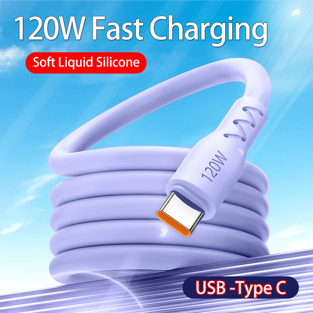 120W 6A USB to Type C Super Fast Charging Cord Android Phone For Samsung S23 Xiaomi Redmi Huawei Charge USB C Data transfer Cord