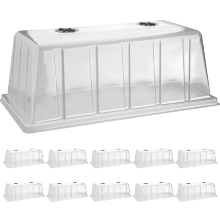 

Набор из 10 утолщенных пластиковых куполов для высокой влажности (7,3 дюйма) для лотков для рассады 1020, с регулируемыми вентиляционными отверстиями, без БФА, стандартный размер