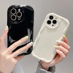 Wavy Phone Case For Xiaomi Redmi Note 12S 11 10 9 8 12 Pro Case Mi 13T Pro Poco X5 X3 Pro C55 Redmi 10 12C 10C Solid Color Cover