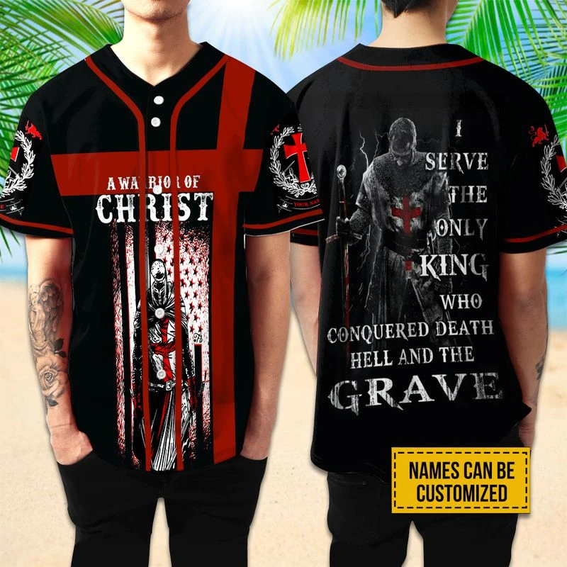 Custom Name Templar Knight Christian Baseball Jersey Lion Graphics Breathable Loose Oversized Sport Top For Patriotic Christian