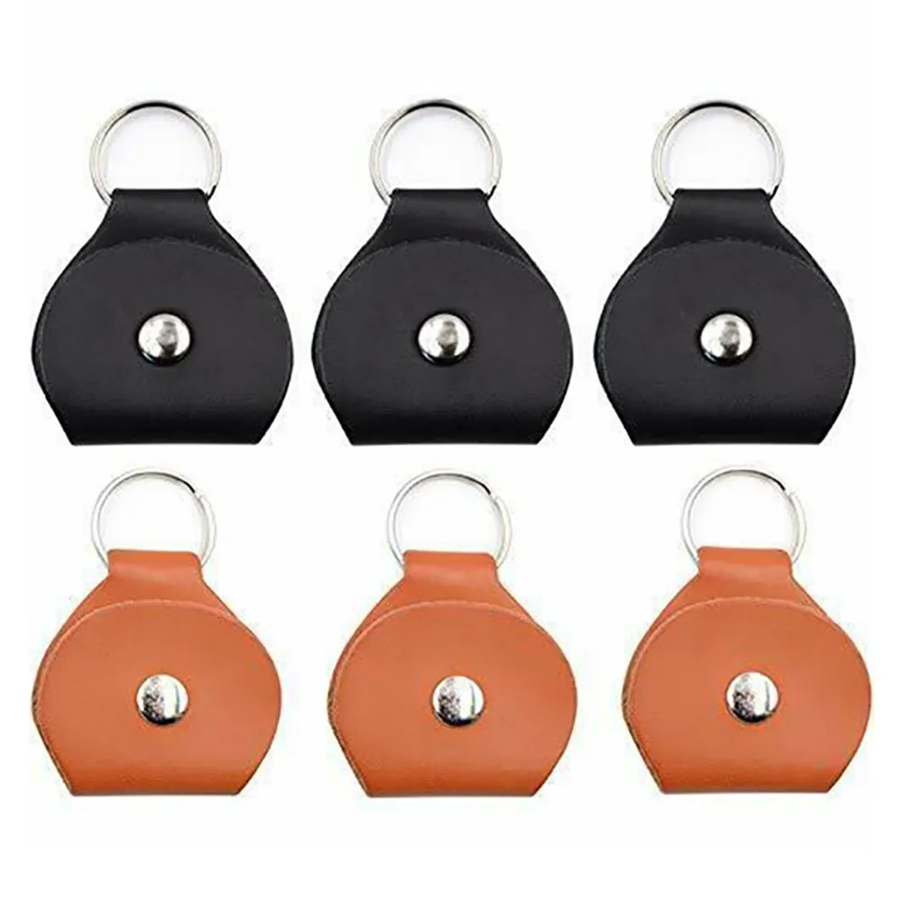 6Pcs Affordable Pack Guitar Pick Holder Case Leather Keychain Plectrum Cases Bag Keychain Decoration Guitar Accessories Bag