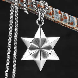 Judaism Six-pointed Star Stainless Steel Men Women Necklaces Pendants Chain Amulet Punk Trendy Jewelry Creativity Gift Wholesale