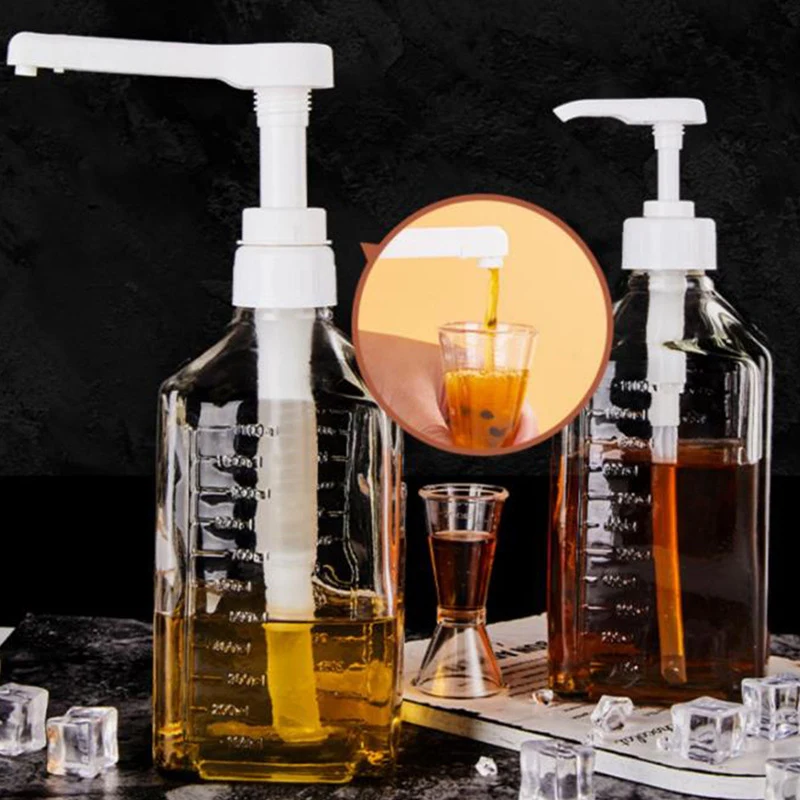 1pc Liquid Dispenser With Scale Coffee Syrup Bee Drip Bottle With Hydraulic Pump Nozzle Head Kitchen Honey Jar Container view 5