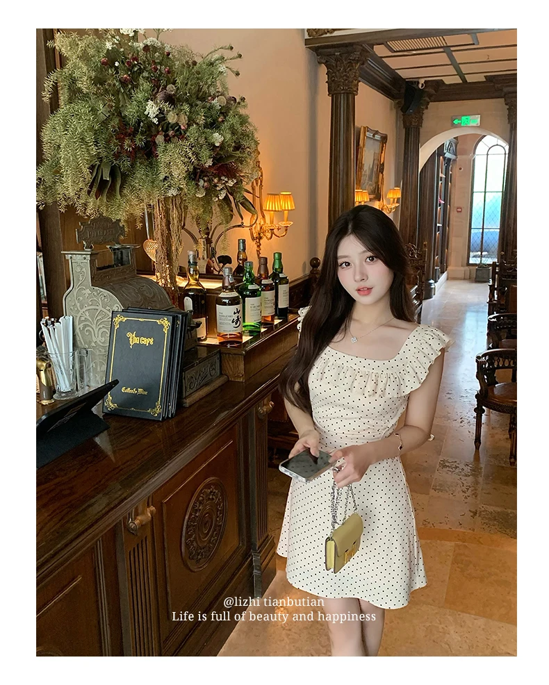 Abiti senza maniche Abito da donna Elegante donna Party Primavera Raso Scollo a barca Applique Pieghettato Vita impero Artistico H-Line Quotidiano