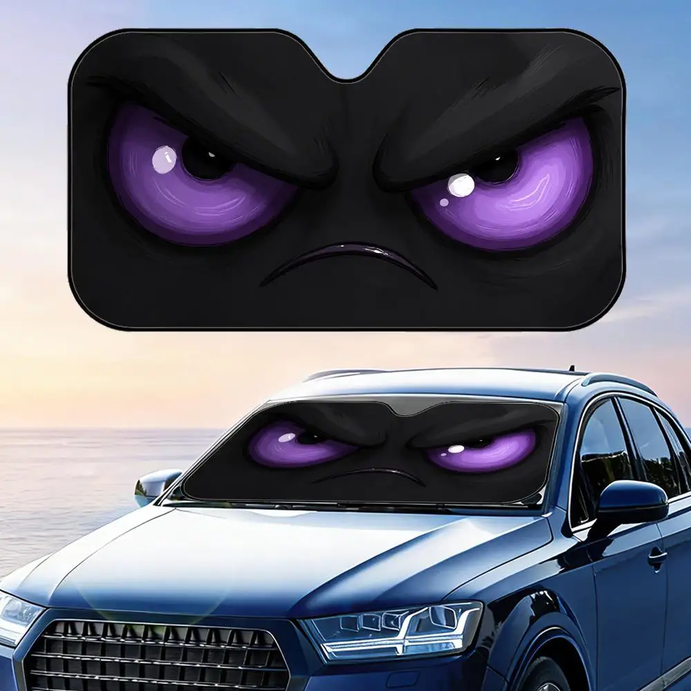 

Black and purple eyes Sun Visor Foldable Universal Car Windshield Sun Shade UV Protection Heat Insulation Foldable Cover