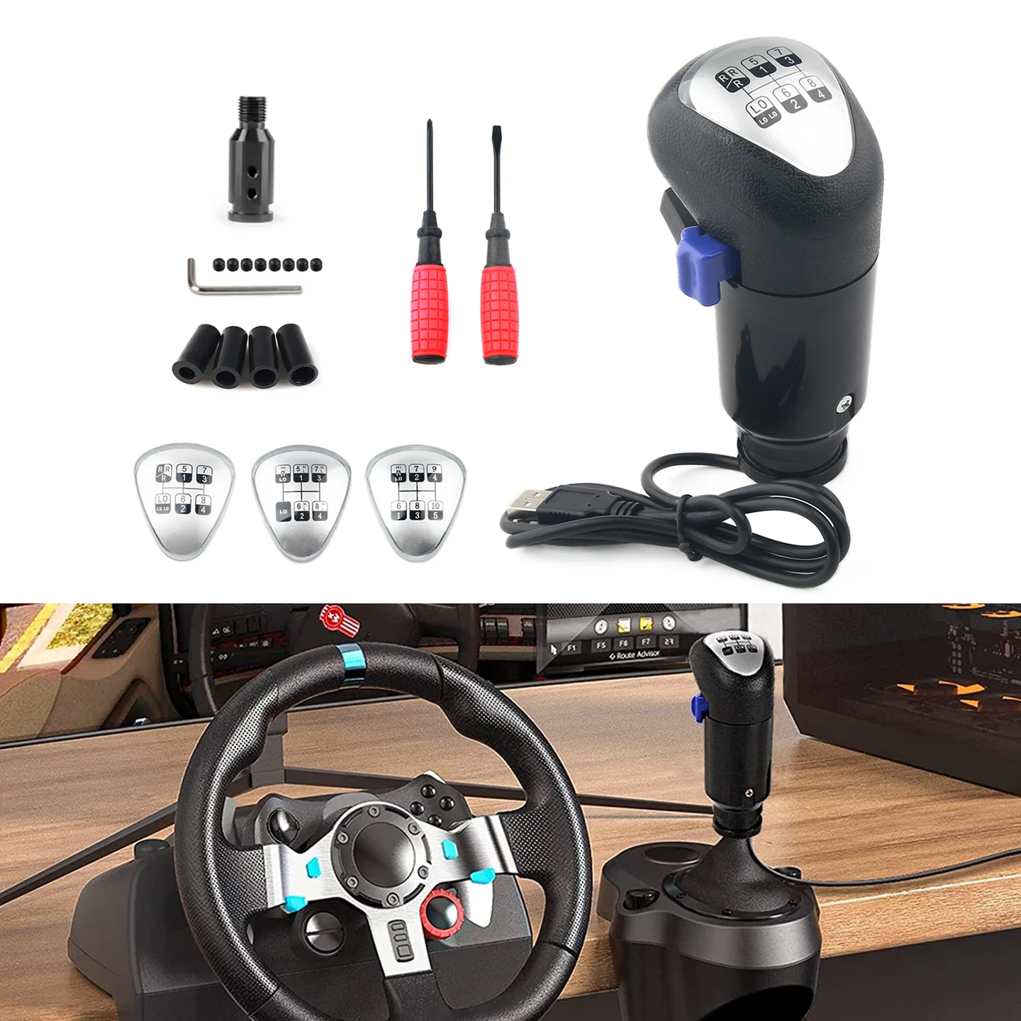 USB Truck Simulator PC Shifter Gearshift Knob For ATS&ETS2 Games Compatible With Logitech G29 G27 G25 G920
