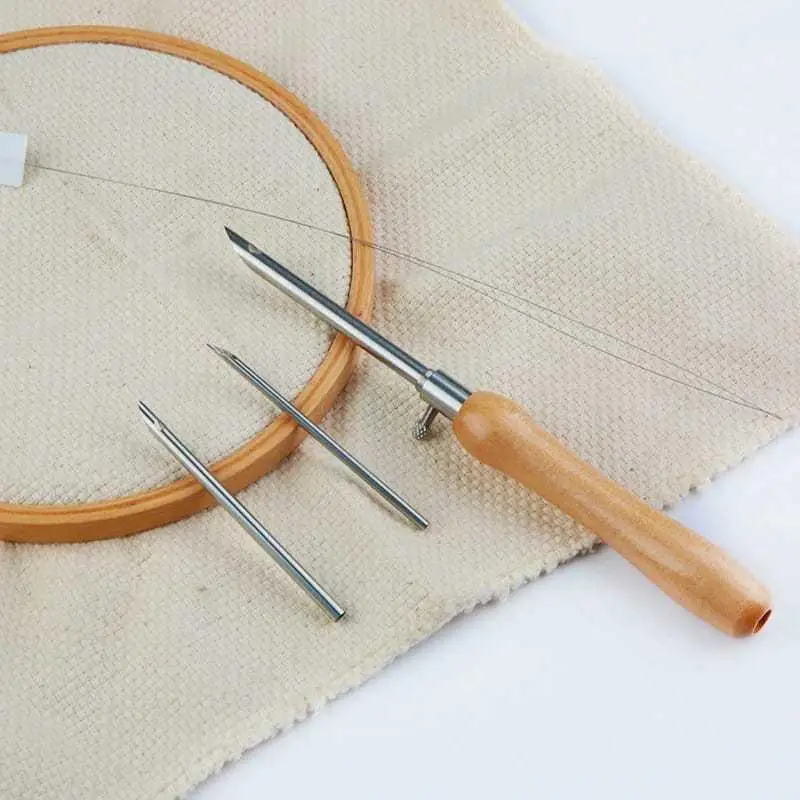 5Pcs Punch Needle Set 2.5mm/3.5mm/5mm Adjustable Wooden Handle Punch Stitching Kit For DIY Cross Embroidery Craft Needles