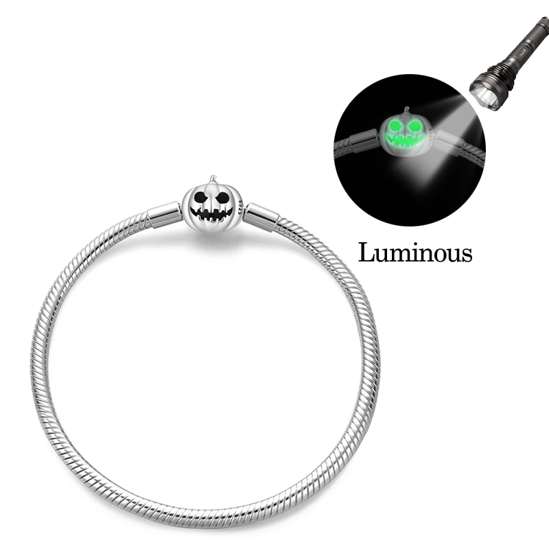Neues 925 Sterling Silber 17-20CM Leuchtendes Kürbisketten-Armband für Damen, Modischer Exquisiter Schmuck, Weihnachts- und Jubiläumsgeschenke – Detail 1