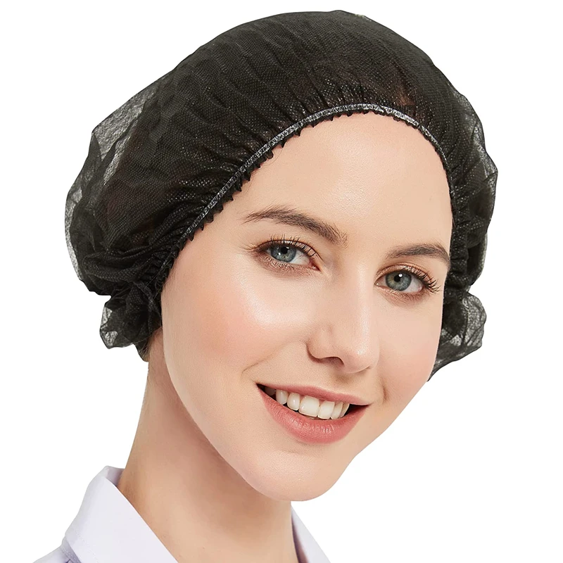 100PCS Disposable Bouffant Cap Non Woven Bath Shower Hair Caps Food Service Medical Salon Spa Catering Workspace Head Cover Hat