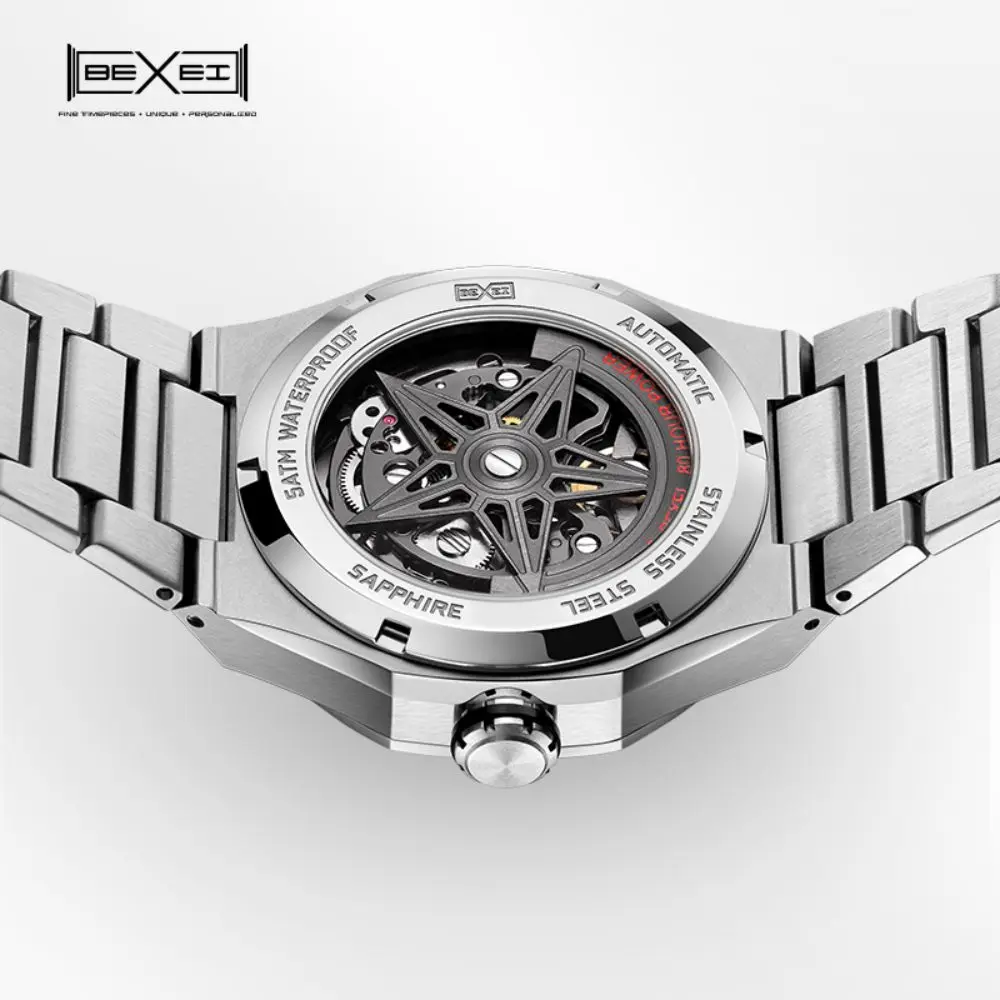 BEXEI 9096 watches for man  Automatic movement mechanical synthetic sapphire Gradient dial Classic octagonal design waterproof