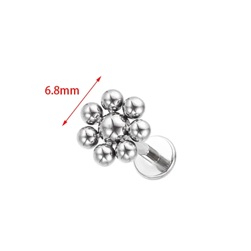 ASTM-Piercing de titanio F136, 16G, flor, hilo interno, Labret, pendiente de tuerca, hélice, cartílago, Tragus, Concha, Piercing, joyería corporal