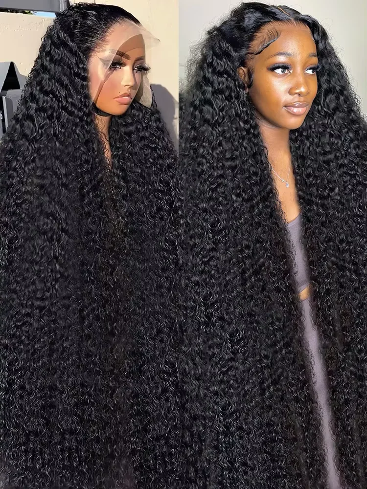 

220 Density 13X6 Deep Water Wave Curly Human Hair Lace Frontal Wig 40 46Inch 13x4 HD Transparent Lace Front Human Hair Wig Women