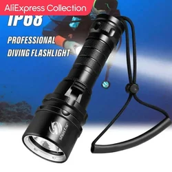 High Power Diving Flashlight IP68 Highest Waterproof Rating Professional Diving Light Powered by 18650 Battery With Hand Rope