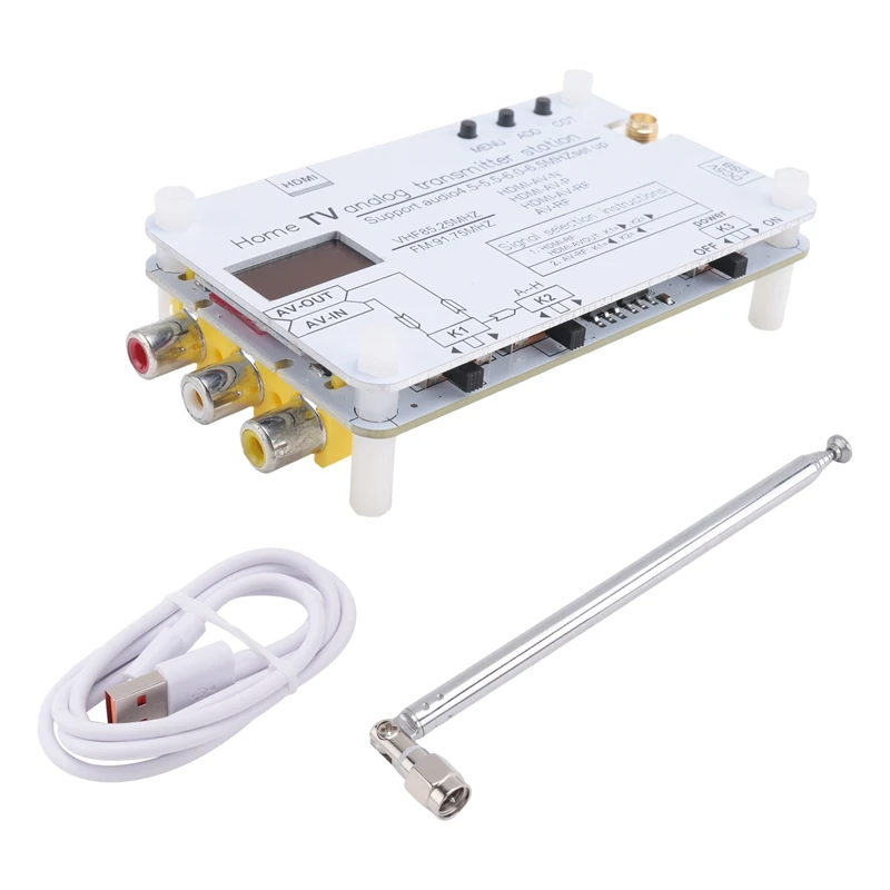 White Analog TV Signal Transmitter Home Analog TV Transmitter with OLED Display for Global-DT30