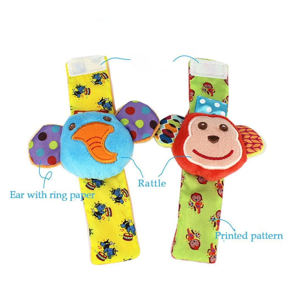 2 Pairs Wrist Roaming + Socks Toys Infant Foot Appease Writ Rattles Baby