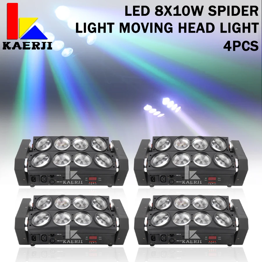 

No Duty 4Pcs/Lot Led Spider light 8X10W RGBW Moving Head Beam Light 8 eyes led moving head DJ effect lighting for bar nightclub