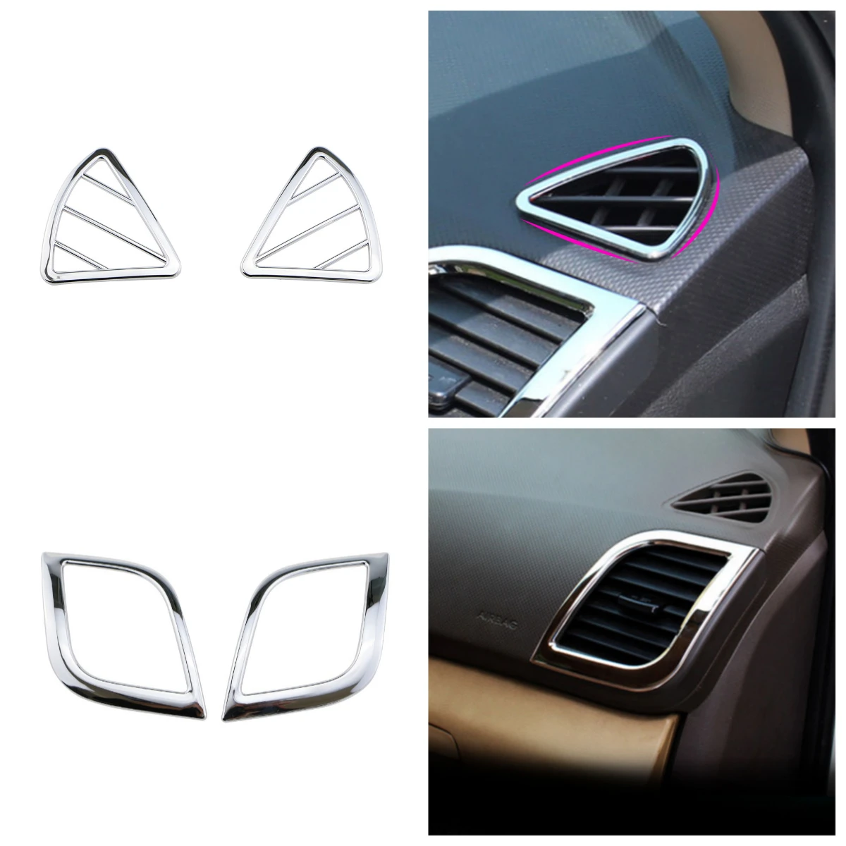 

Front Air Conditioning Vent Cover for Hyundai I25 Verna Solaris 2012 2013 2014 2015 AC Outlet Trim Decorate Chrome Car Styling