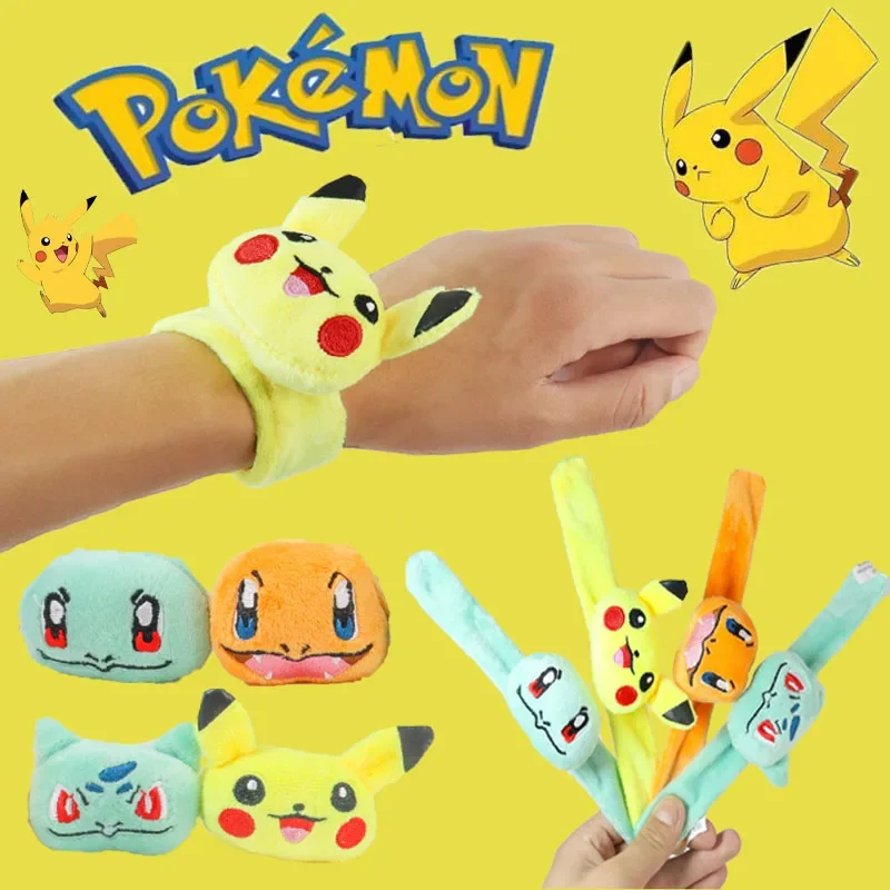 Pokemon Plush Wristband Bracelet Pikachu Bulbasaur Super Soft Pop Wristband Circle Holiday Dress Up Birthday Gifts