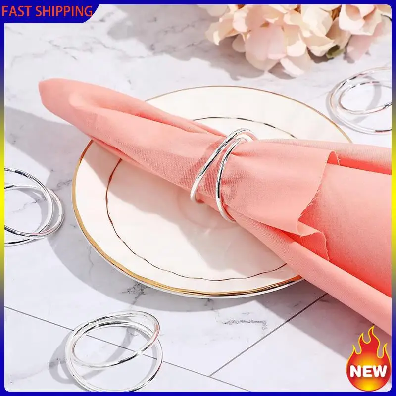 Hot Trend-72Pcs Metal Spiral Napkin Ring Buckles Simple Napkin Rings For Weddings Reception Dinner Party Buffet Table Decor Gold