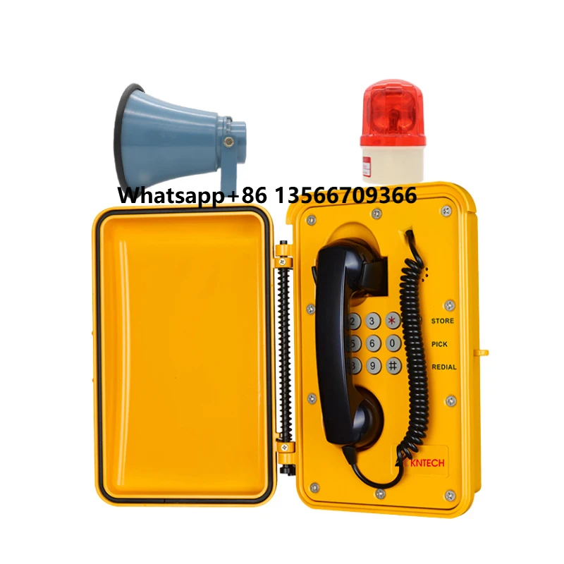 

SIP Broadcasting Weatherproof Corded Telephone Public Address System with Loudspeaking Sounder Beacon Light Tunnel