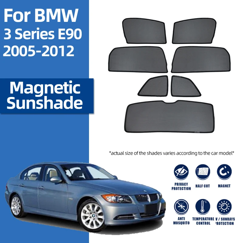 

For BMW 3 Series E90 2005-2011 Magnetic Car Sunshade Shield Front Windshield Curtain Rear Side Baby Window Sun Shade Visor