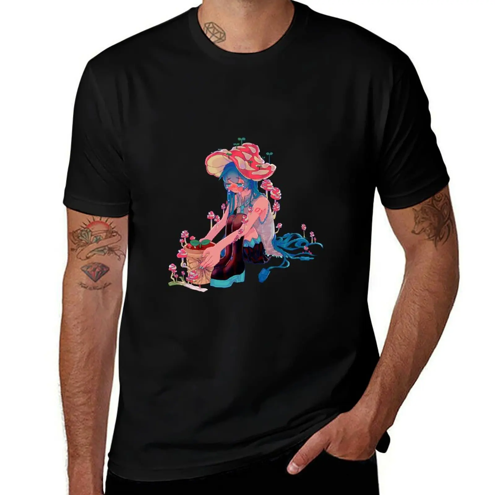 

Mushroom Miku T-Shirt t shirts for man pack cotton anime tshirt T-Shirt