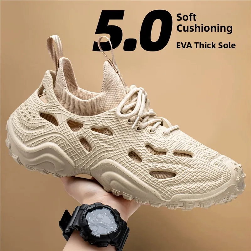 

Casual Men's Sandals Breathable EVA Hole Design Summer 2026 New Style Slip-On Driving Comfortable Beach Shoes Thick Heel