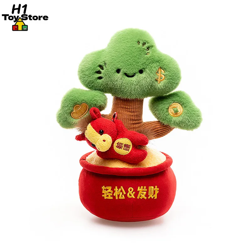 

Lucky Fortune Horse Plush Toy Chinese New Year Zodiac Stallion Decor Cute Wealth Symbol Stuffed Animal for Home Office Gift