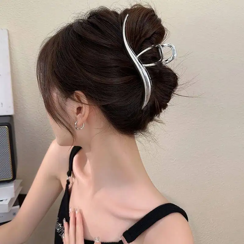 女性シルバーゴールドカラー不規則なヘアピンパンク金属髪爪クリップバレッタガールヘアアクセサリーポニーテールヘアクリップ帽子