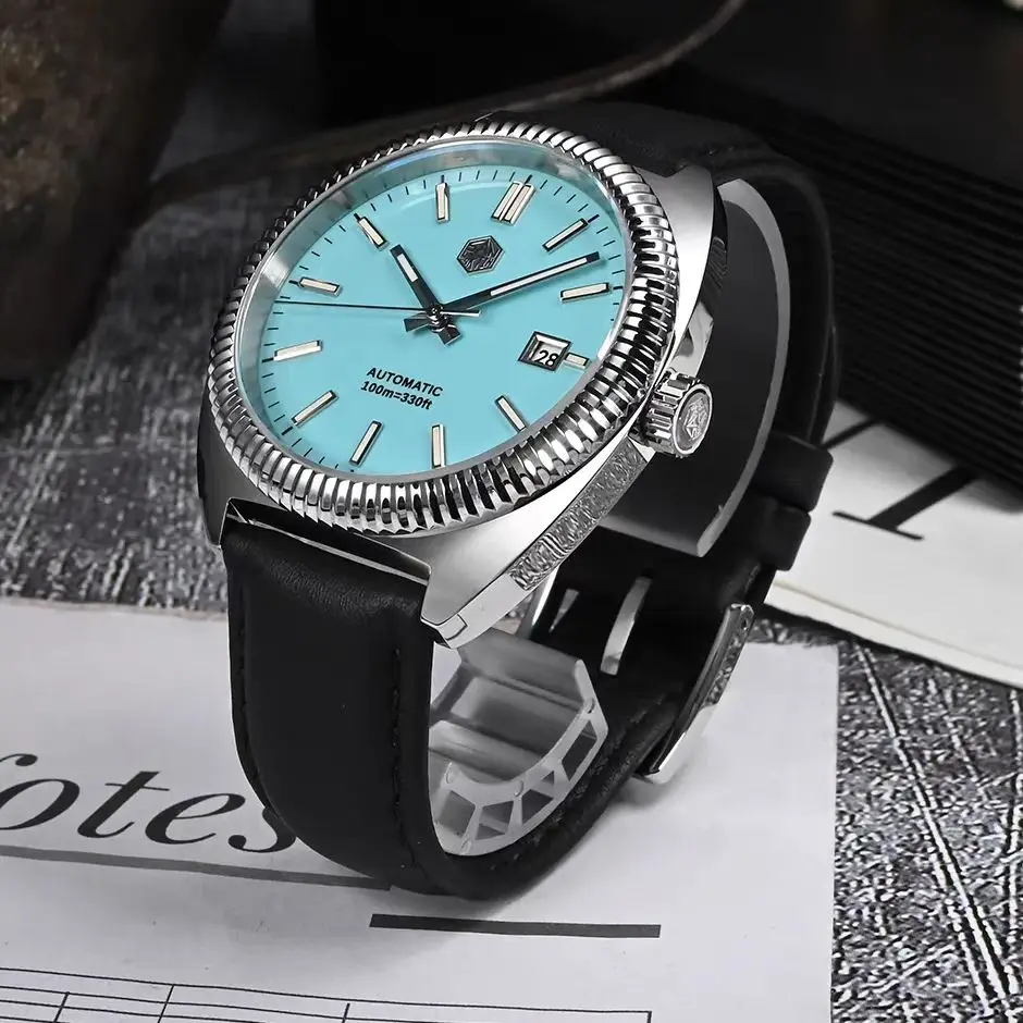 

Мужские автоматические часы San Martin 40 мм, механические наручные часы Tonneau, сапфировое стекло, водонепроницаемость 100 м, светящийся безель BGW-9, механизм YN55