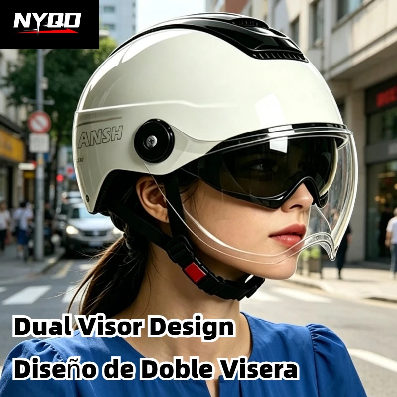 E-Motorcycle Half Helmet, Unisex All-Season Summer Sun Protection Safety Cap, Openable Ventilation casco de moto
