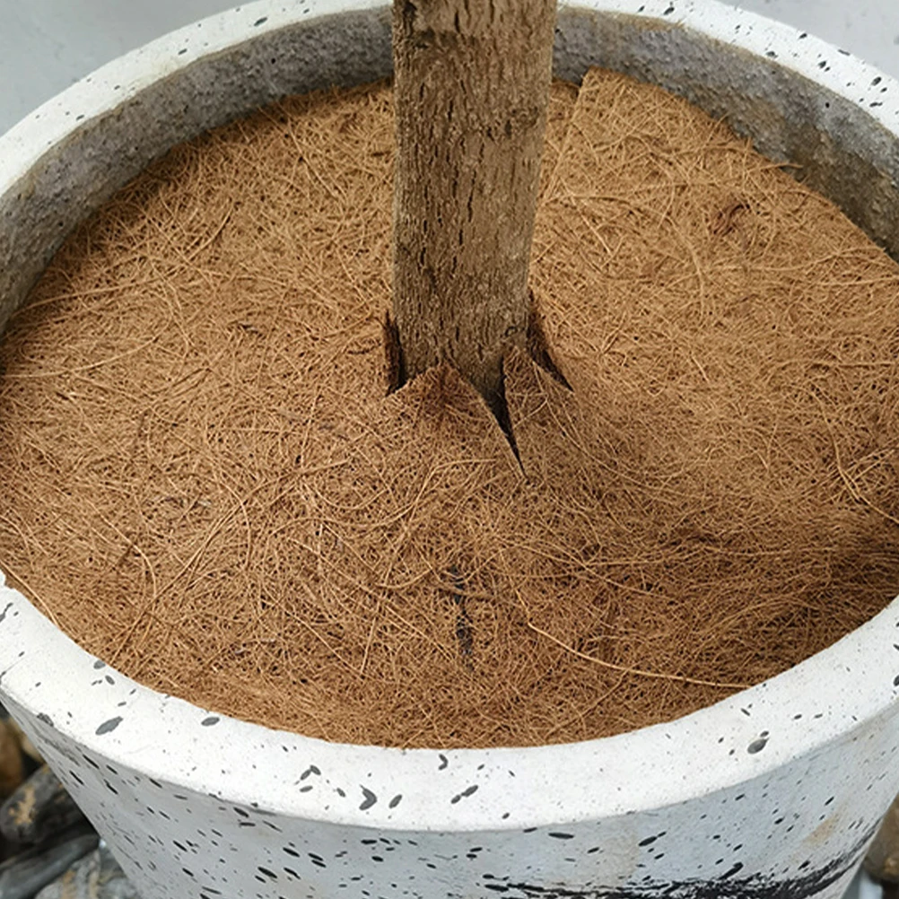 

4Pcs Coconut Fiber Plant Protection Mat Natural Coir Mulch Ring for Garden Flower Pot Succulents Vegetables Tree Round