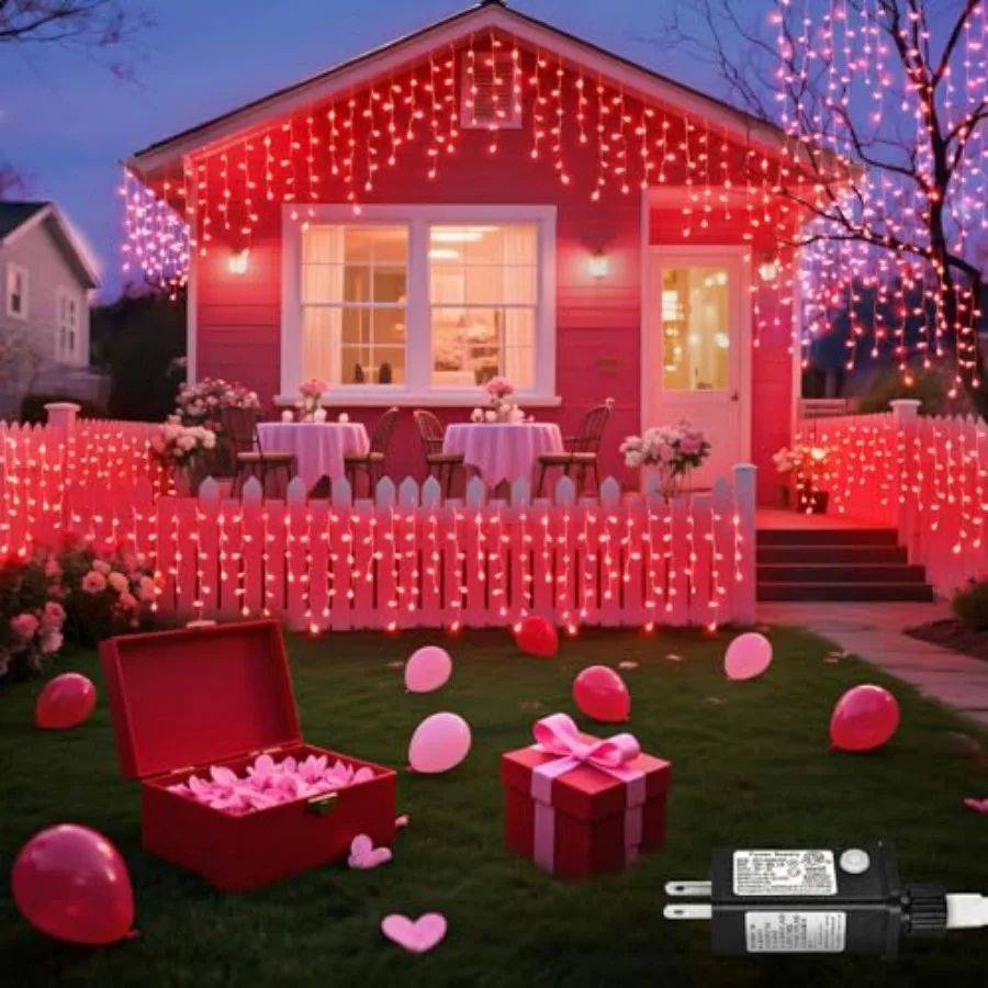 

Christmas Lights Outdoor, Icicle Lights for Outside Clear Wire Connectable Twinkle Light with 8 Modes Timer Plug in Waterproof