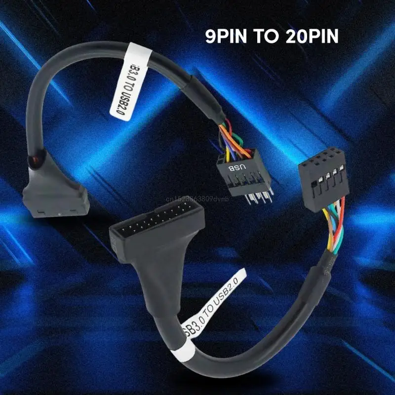 Cable conversión USB3.0 a USB2.0 fácil usar, Cable adaptador placa base, Cable convertidor macho 9 pines a