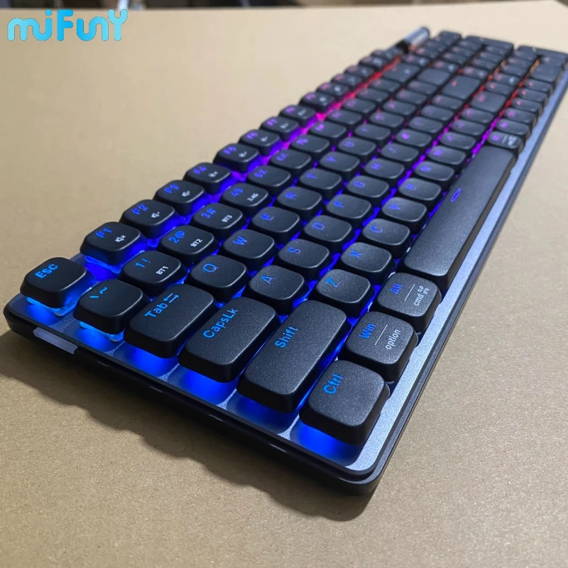 Imagem -06 - Mifuny-teclado Mecânico sem Fio Perfil Baixo Hot Swap Interruptor Ultra Fino Painel de Metal Rgb Jogos Escritório Trabalho 87 Chaves