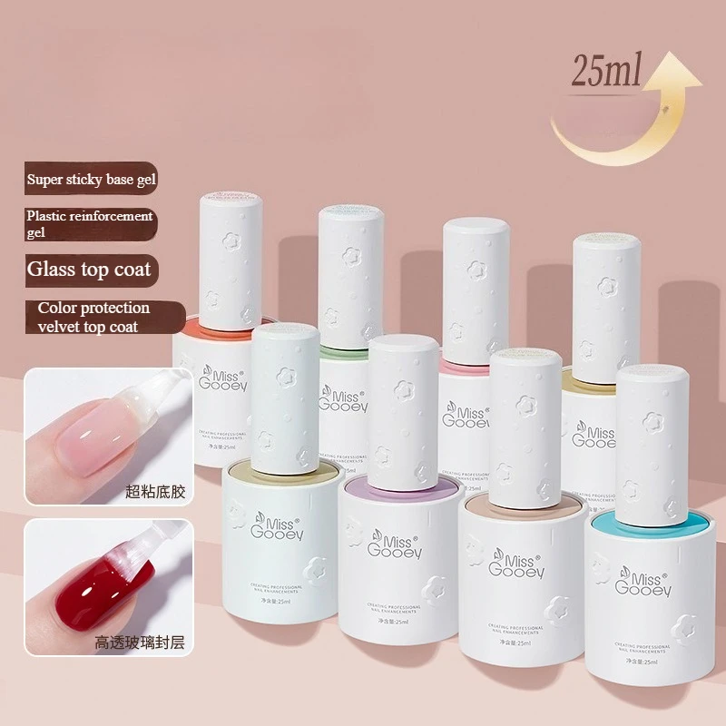 25ml High Quality Nail Art Soak Off UV/LED No Wipe Top Coat Gel Polish Base Coat Without Sticky Layer Tempered TopCoat