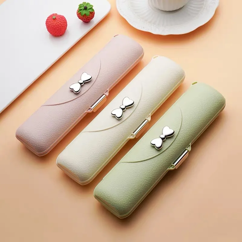 Stainless Steel Tableware Set Simplicity Chopsticks Spoon Fork Suit Outdoor Portable Travel Flatware Kawaii Cute Bow Cutlery Box