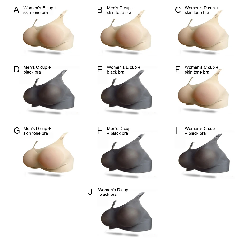 Adjustable Breast Forms Fake Boobs Prosthesis Bra 500-1400g Removable A-D Cup Bra Crossdresser Black Women/D Cup