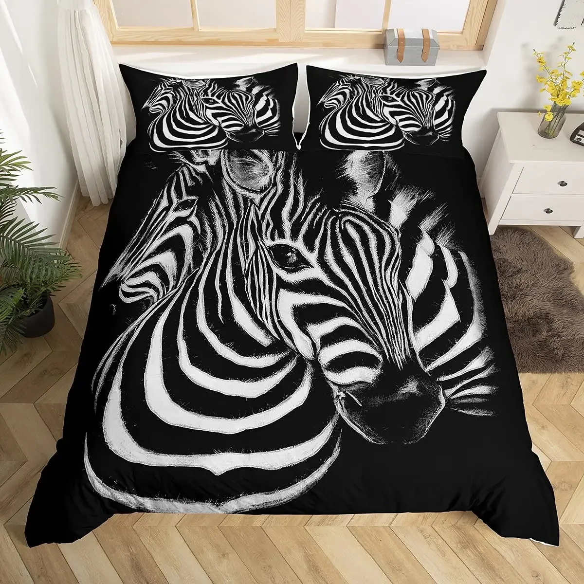 Zebra Duvet Cover Set King Size 3D Horses Steed Bedding Sets Africa Wild Animal Comforter Cover Set Personalized Bedspread Cover