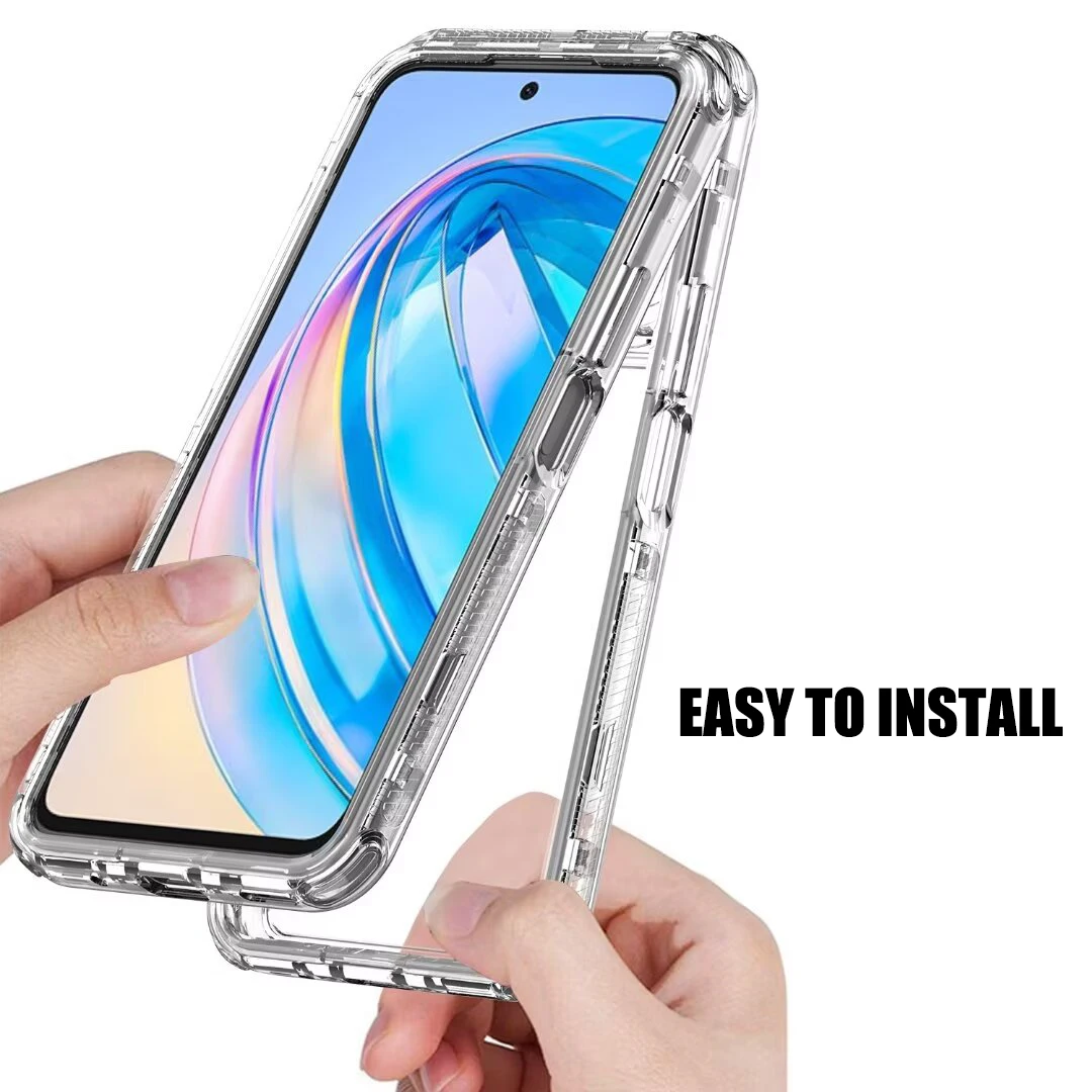 for Honor X8A 2023 Crystal Clear 3 in 1 Shockproof Transparent Cases ,Hard Bumper Soft TPU Protective Cover For Honor X8A Cases
