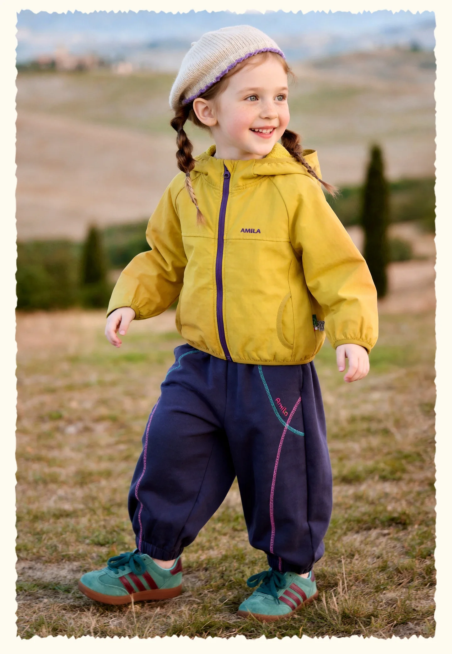 Amila 2026 Herbst Neue Kinder-Freizeithose Sportliche Hose mit Bündchen, Farbblock-Streifen, Marken-Stickerei, Modische, Bequeme Alltagshose – Detail 14