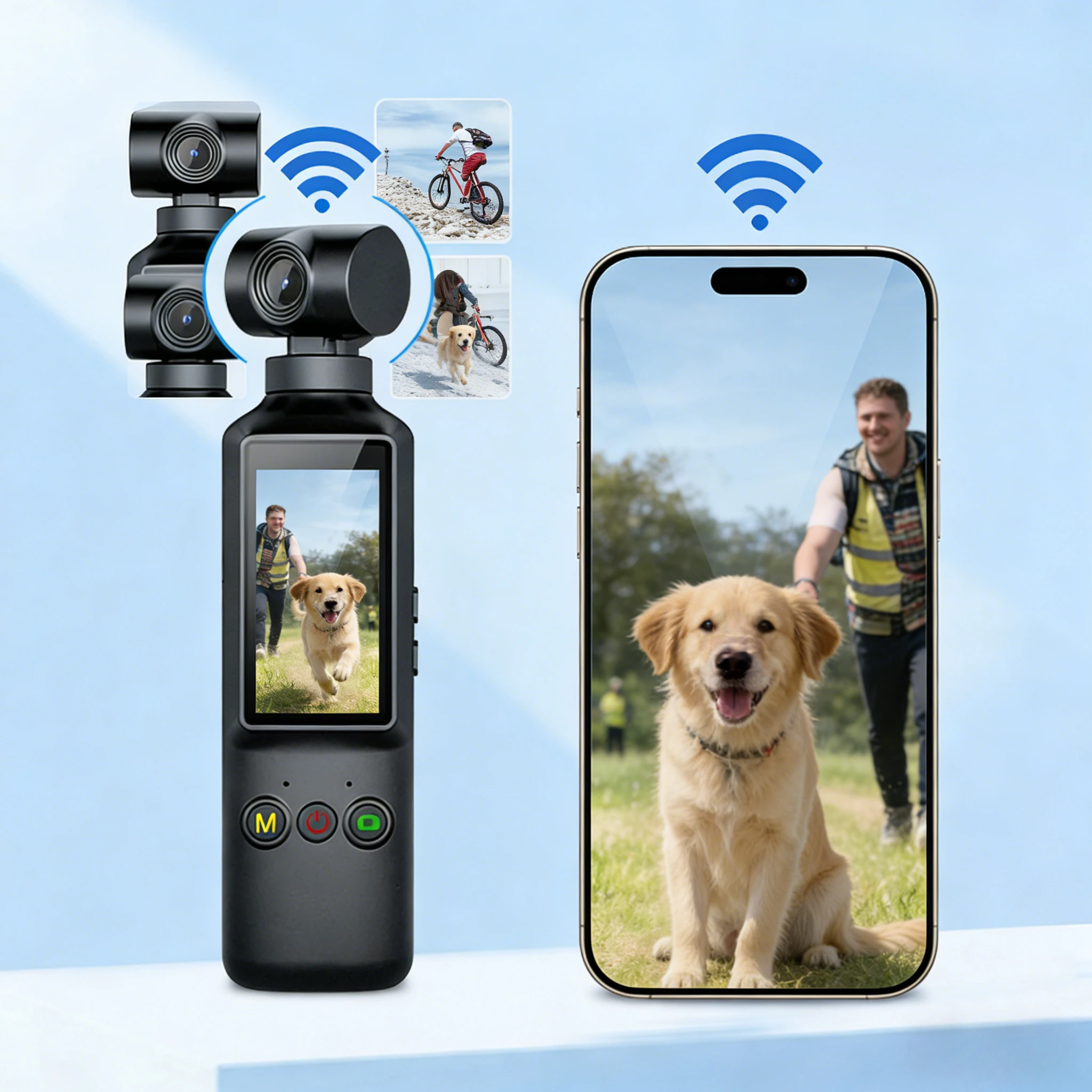 

270° Rotation 4K Action Camera: Compact Handheld Pocket Sports Cam Easy Operation for Hiking, Cycling, Skiing, Travel