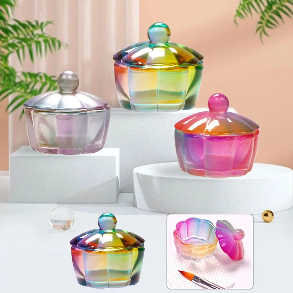 with Lid Manicure Accessories Nail Art Tools Acrylic Powder Bowl Nail Crystal Cup Powder Liquid Dish Brush Washing Cup