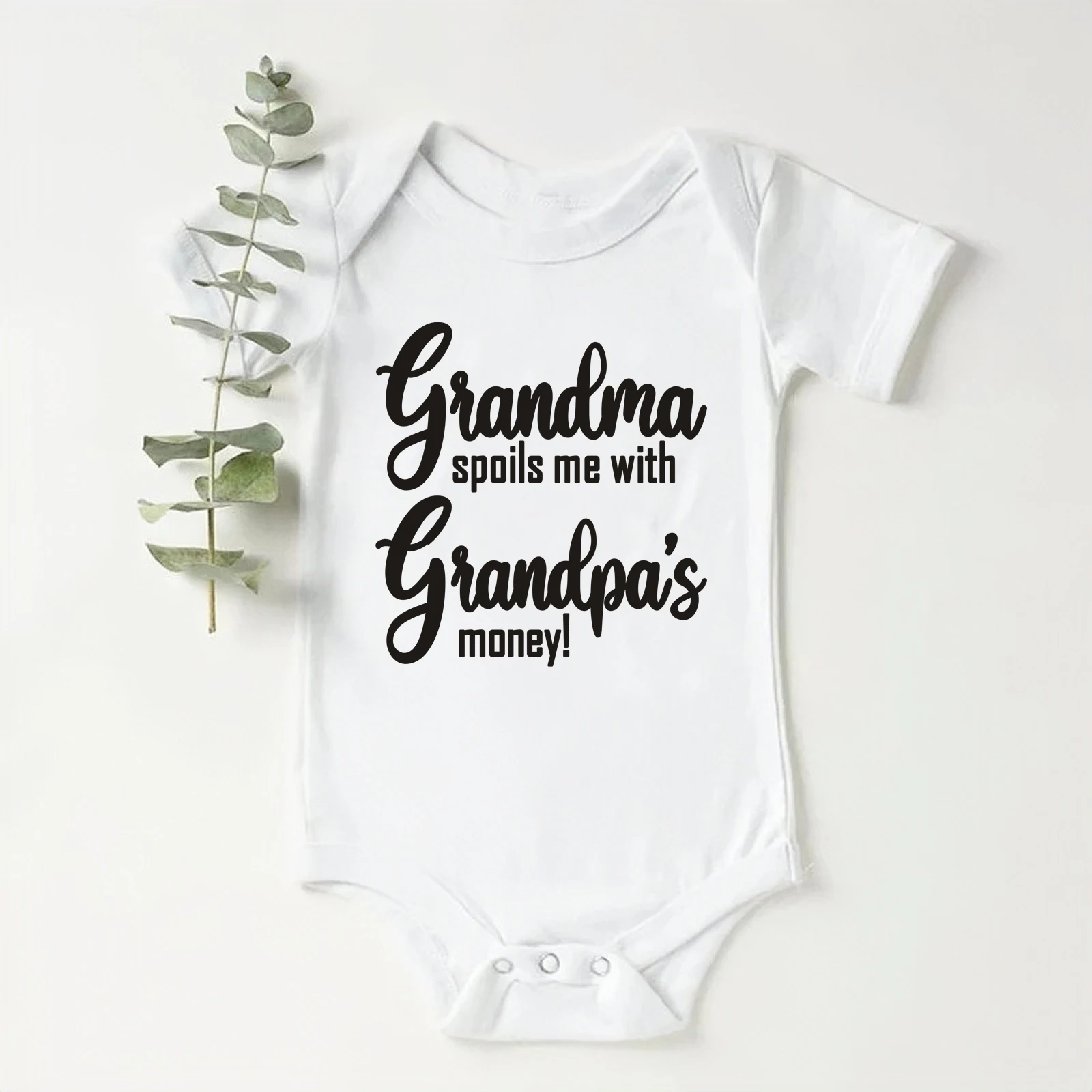 Grandma Spoils Me With Grandpa's Money Baby Bodysuits Cotton Infant Romper Cute Toddler Boys Girls Short Sleeve Jumpsuit Clothes